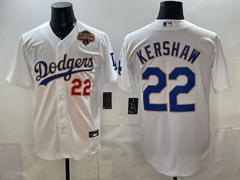 Men Los Angeles Dodgers #22 Kershaw White blue Game 2026 Nike MLB Jersey style 0073